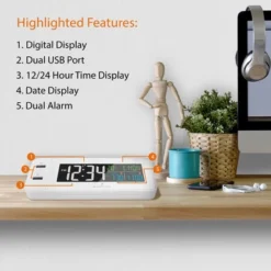 Marathon Hotel Collection LED Colour Display Fast Dual USB Charging Alarm Clock -Home Decoration Store GUEST 031ed0b4 7e97 4a07 83a3 6a54ddbb9599