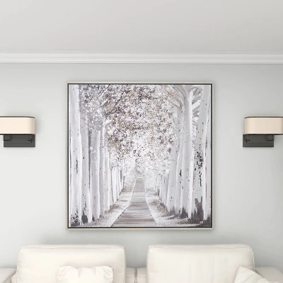 Canvas Landscape Trees Framed Wall Art With Silver Frame White - Olivia & May 11 Canvas Landscape Trees Framed Wall Art With Silver Frame White - Olivia & May - Image 9