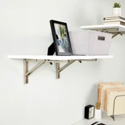 Built Industrial 2 Pack Folding L Wall Shelf Bracket, 14 Inch Collapsible Hardware With Locking Hinge For Garage Shelves, Holds 140lbs -Home Decoration Store GUEST 087226fe f360 4f79 ba91 718196bae69a