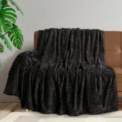 PAVILIA Super Soft Fleece Flannel Ribbed Striped Throw Blanket, Luxury Fuzzy Plush Warm Cozy For Sofa Couch Bed -Home Decoration Store GUEST 089f0b53 513c 413c aa05 564044052a2b