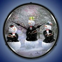 Collectable Sign & Clock | Snowman Caroling LED Wall Clock Retro/Vintage, Lighted