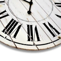 18" Plank Wood Wall Clock White - Westclox -Home Decoration Store GUEST 105d2069 c36f 4f76 b2b8 be580a46411a