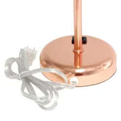 19.5" Bedside Power Outlet Base Metal Table Desk Lamp Rose Gold With White Fabric Shade - Creekwood Home -Home Decoration Store GUEST 106a5765 d4ab 4dd1 86bb 3cc22d294cc3