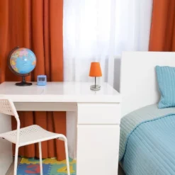 10.5" Petite Metal Stick Bedside Table Desk Lamp In Sand Nickel With Fabric Shade Orange - Creekwood Home -Home Decoration Store GUEST 11a8ceb3 2d51 49be adbe 59cb997fe446