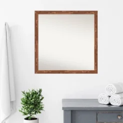29" X 29" Non-Beveled Fresco Wood Bathroom Wall Mirror Light Pecan Brown - Amanti Art -Home Decoration Store GUEST 12b14ea1 b323 4e16 8b11 29cec1e16995