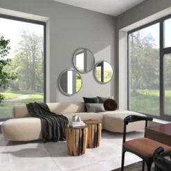 Contemporary Metal Wall Mirror Silver - Olivia & May -Home Decoration Store GUEST 144f044d 8bd0 47e0 95ba 1e0299cef5b0