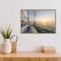 23" X 16" Sunset Cruise On The Western Union Schooner By Chuck Haney Danita Delimont Framed Canvas Wall Art - Amanti Art -Home Decoration Store GUEST 145f5b0e d08c 473e 951c 4c5e670ab15b