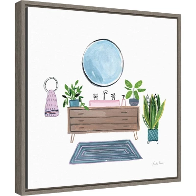 16" X 16" Bathroom I By Farida Zaman Framed Canvas Wall Art Green - Amanti Art 3 16" X 16" Bathroom I By Farida Zaman Framed Canvas Wall Art Green - Amanti Art