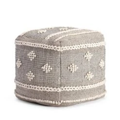 Sidney Street Pouf Black/Ivory - Anji Mountain