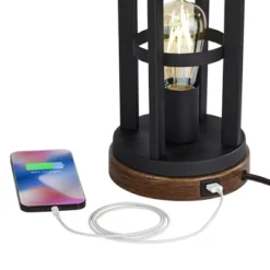 Franklin Iron Works Lucas Western Table Lamps 26" High Set Of 2 Bronze With USB Charging Port And Nightlight LED Drum Shade For Bedroom Bedside Desk -Home Decoration Store GUEST 16090f7c 1534 4978 93be b9d9f4050b0a