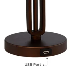 Franklin Iron Works Samuel Industrial Desk Lamp 20" High Rubbed Bronze With USB Charging Port Natural Mica Shade For Bedroom Living Room Bedside Desk -Home Decoration Store GUEST 16c0ab13 6345 4c5b ba91 d1157246bee9
