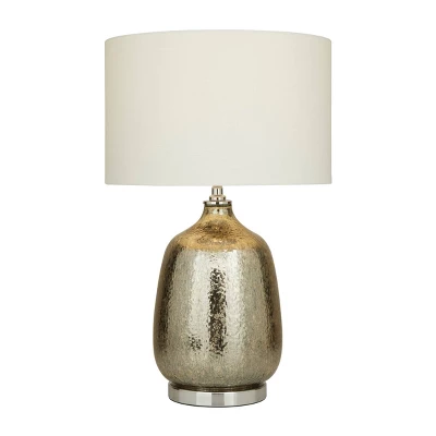 Linen Table Lamp With Faux Mercury Glass Finish Silver - Olivia & May 10 Linen Table Lamp With Faux Mercury Glass Finish Silver - Olivia & May - Image 8