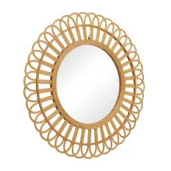 Bamboo Handmade Weaved Frame Wall Mirror With Beaded Accent Brown - Olivia & May -Home Decoration Store GUEST 17e87406 6b10 4cdc 8ac9 45c8f8f02ab1