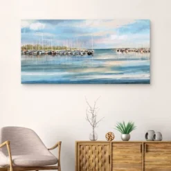 27" X 54" Harbor By Studio Arts Canvas Art Print Blue - Masterpiece Art Gallery -Home Decoration Store GUEST 17f40ad3 5053 4f53 b871 cb05f773bc47