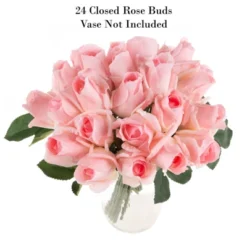 Artificial Rose Bud Bundles ? 24PC Real Touch Fake 11.5-Inch Flowers With Stems For Home Décor, Wedding, Or Bridal/Baby Showers By Pure Garden (Pink) -Home Decoration Store GUEST 1e5b0855 3bf5 4eed bc94 d78ff41dc899