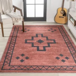 Korsa Geometric Medallion Machine-Washable Area Rug - JONATHAN Y -Home Decoration Store GUEST 1ea86f74 f6e2 4e05 ad39 f4a557a29325