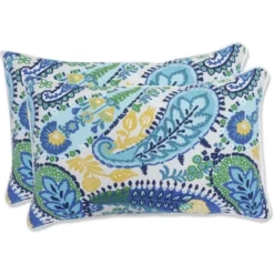 Amalia 2pc Outdoor/Indoor Throw Pillows Paisley Blue - Pillow Perfect -Home Decoration Store GUEST 1edcef26 0c29 4810 aefc bd21a4e34300
