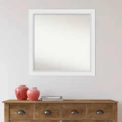 30" X 30" Non-Beveled Blanco White Wood Wall Mirror - Amanti Art -Home Decoration Store GUEST 1f82a1a7 6182 4255 a9de cd90052e7849