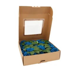 Bright Creations 60 Pack Artificial Blue Foam Roses, Faux Fake Flower Heads With Stems & Leaves For Decor & Craft, 136 Piece, 3 In -Home Decoration Store GUEST 1fb0f8d2 6111 4eb6 ab07 ffaf14b9a536