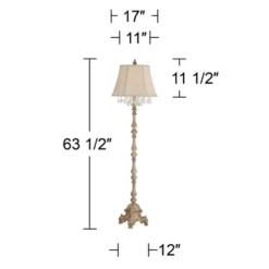 Barnes And Ivy Traditional Floor Lamp 63.5" Tall Distressed Candlestick Crystal Glass Beading Cream Bell Shade For Living Room Reading -Home Decoration Store GUEST 1fff99c9 5092 41d3 a11c a2495fd978cd