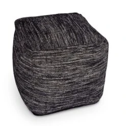 Omari Square Handwoven Pouf Black/Ivory - Steve Silver Co. -Home Decoration Store GUEST 21a190dd 3e36 459c 9a85 7567f29a9df8