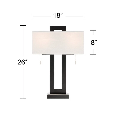360 Lighting Neil Modern Rustic Table Lamp 26" High Black Metal With USB Charging Port White Rectangular Shade For Bedroom Living Room Bedside Desk 10 360 Lighting Neil Modern Rustic Table Lamp 26" High Black Metal With USB Charging Port White Rectangular Shade For Bedroom Living Room Bedside Desk - Image 8