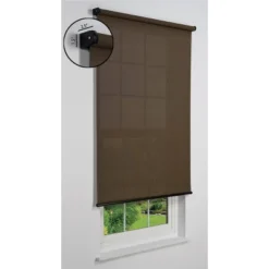 Linen Avenue Cordless 5% Solar Screen Standard Roller Shade, Shadow And Coffee