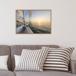 23" X 16" Sunset Cruise On The Western Union Schooner By Chuck Haney Danita Delimont Framed Canvas Wall Art - Amanti Art -Home Decoration Store GUEST 28ef8857 da78 4d90 9760 24100d30c8ca