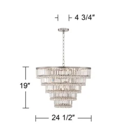 Vienna Full Spectrum Magnificence Satin Nickel Chandelier 24 1/2" Wide Modern Faceted Crystal Glass 15-Light LED Fixture For Dining Room House Kitchen -Home Decoration Store GUEST 2a19e661 9c1e 4866 b329 f05b361ffd29