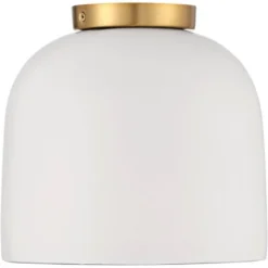 Possini Euro Design Merrick Modern Industrial Ceiling Light Flush Mount Fixture 9 1/4" Wide White Cement Gold For Bedroom Kitchen Living Room Hallway -Home Decoration Store GUEST 2a20b418 8e55 4d9c 8c44 bc59b85cb0d4