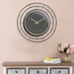 27.5" Wall Clock With Concentric Wires Black/Gold - Stonebriar Collection -Home Decoration Store GUEST 2b3ffc23 4cb2 45d2 ad3d 4b7656a0d1bd