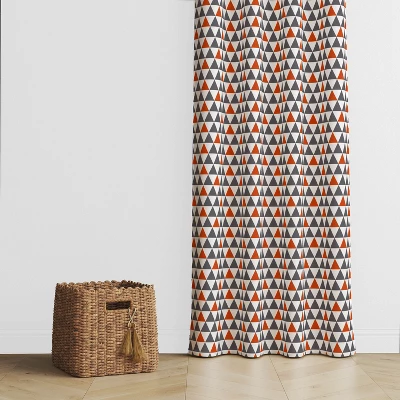 Bacati - Triangles Orange/Gray Cotton Printed Single Window Curtain Panel 4 Bacati - Triangles Orange/Gray Cotton Printed Single Window Curtain Panel - Image 2