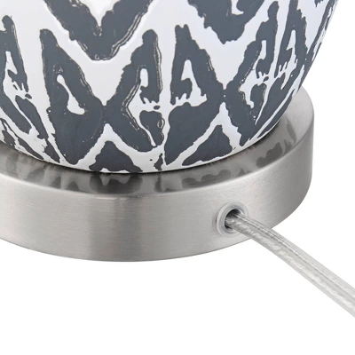 360 Lighting Modern Accent Table Lamps 23 1/2" High Set Of 2 White Gray Ceramic White Fabric Drum Shade Decor For Bedroom Living Room 7 360 Lighting Modern Accent Table Lamps 23 1/2" High Set Of 2 White Gray Ceramic White Fabric Drum Shade Decor For Bedroom Living Room - Image 5