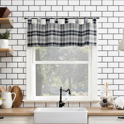 Blair Farmhouse Plaid Semi-Sheer Tab Top Kitchen Curtain Valance And Tiers Set - No. 918 8 Blair Farmhouse Plaid Semi-Sheer Tab Top Kitchen Curtain Valance And Tiers Set - No. 918 - Image 6