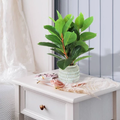 18" X 10" Artificial Rubber Plant In Pot - LCG Florals 4 18" X 10" Artificial Rubber Plant In Pot - LCG Florals - Image 2