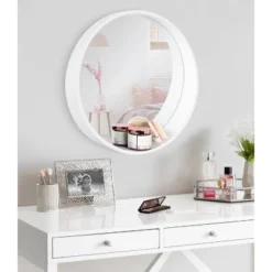 24" Wheeler Round Wall Mirror White - Kate & Laurel All Things Decor -Home Decoration Store GUEST 32730d54 4eda 445b 976f 623bf56bc840
