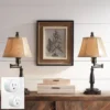 Regency Hill Andrea Bronze Swing Arm Desk Lamps Set Of 2 W/ Smart Socket