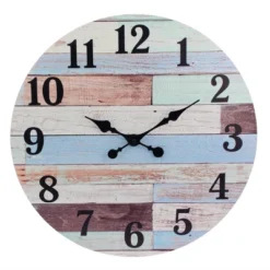 Coastal Worn Wood Wall Clock Blue/White - Stonebriar Collection -Home Decoration Store GUEST 33e76f7d cc56 425c 9124 995a7949173b