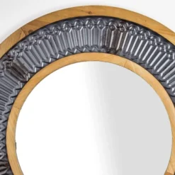 31" Round Rustic Wood/Metal Framed Decorative Wall Mirror - American Art Decor -Home Decoration Store GUEST 3442a970 d2ae 4de9 8432 dcbab367e5a8