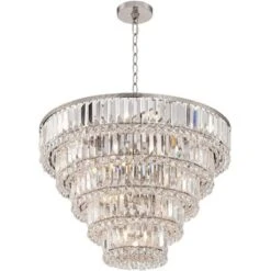 Vienna Full Spectrum Magnificence Satin Nickel Chandelier 24 1/2" Wide Modern Faceted Crystal Glass 15-Light LED Fixture For Dining Room House Kitchen -Home Decoration Store GUEST 35cc1689 051a 4e2e 8b3e 597db2e70cc6