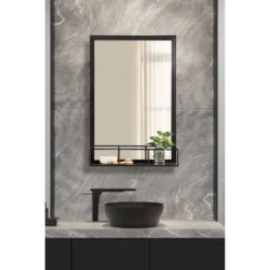 20" X 30" Jackson Metal Framed Decorative Wall Mirror With Shelf Black - Kate & Laurel All Things Decor -Home Decoration Store GUEST 370220df 3aa5 4877 88c8 5b41989bb450