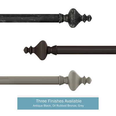Hastings Home 1" Curtain Rod With Finials - Gray 6 Hastings Home 1" Curtain Rod With Finials - Gray - Image 4