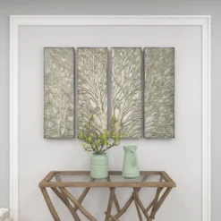 Metal Tree Wall Decor With Embossed Design Set Of 4 Brown - Olivia & May -Home Decoration Store GUEST 3954581f ee05 45fc aad7 8a28c3169d64