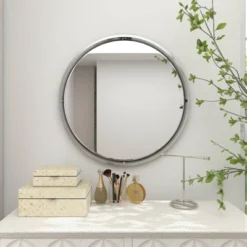 Contemporary Metal Wall Mirror Silver - Olivia & May -Home Decoration Store GUEST 3b302705 ea4b 4b1b 9b81 f51526c18c2c