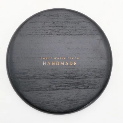 Sweet Water Decor Large Black Round Wood Tray - 10x10" 5 Sweet Water Decor Large Black Round Wood Tray - 10x10" - Image 3