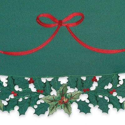 Collections Etc Holly Border Curtain Swag Holiday Valance 4 Collections Etc Holly Border Curtain Swag Holiday Valance - Image 2