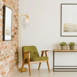 63" Kyra Pillar Shade Floor Lamp Gold - River Of Goods -Home Decoration Store GUEST 3d47648c bc89 4004 8899 d7216937eef3