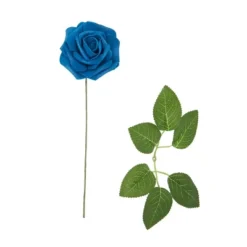 Bright Creations 60 Pack Artificial Blue Foam Roses, Faux Fake Flower Heads With Stems & Leaves For Decor & Craft, 136 Piece, 3 In -Home Decoration Store GUEST 3d5fdda3 ed48 428e 8396 3141bde05c47