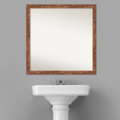 29" X 29" Non-Beveled Fresco Wood Bathroom Wall Mirror Light Pecan Brown - Amanti Art -Home Decoration Store GUEST 3d8cf90e 079c 468b bb15 6907770a0740