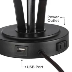 360 Lighting Heather Modern Accent Table Lamps Set Of 2 With Round Risers 22 1/2" High Iron USB And AC Power Outlet In Base Off White Glass For Desk -Home Decoration Store GUEST 3f7aaec5 d80e 48c4 ab27 797cfc5d55bd